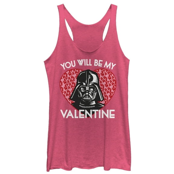 Women's Star Wars Valentine Darth Vader Invitation  Racerback Tank Top Pink Heather Large