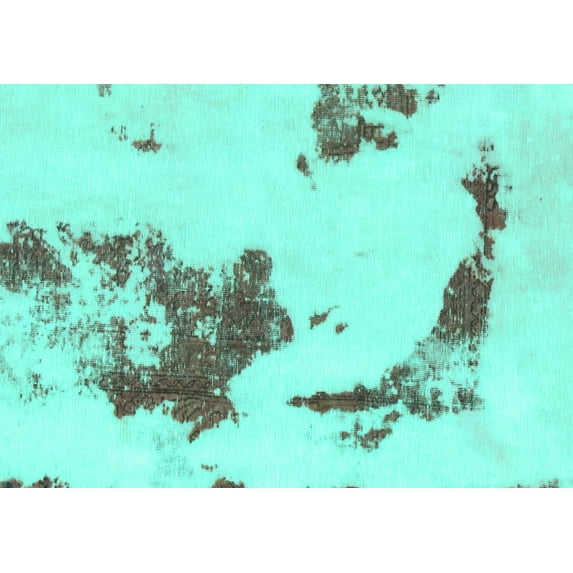 Ahgly Company Indoor Rectangle Abstract Turquoise Blue Modern Area Rugs, 3' x 5'