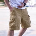 thumbnail image 5 of Yourumao Men's Cargo Shorts Elastic Waist Bermuda Shorts Loose Knee Length Pants Solid Summer Shorts for Weekend Casual with Pockets, 5 of 9