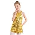 thumbnail image 3 of iiniim Kids Girls Shiny Sequins Halter Sleeveless Latin Jazz Ballet Dancewear Jumpsuit Size 6-14 Gold 12, 3 of 7