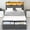 Gray, variant on Full Size Bed Frame with LED Storage Headboard Shelf, Bed Metal Platform with Charging Station, Black