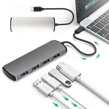 EEEkit USB C Hub Ultra Slim USB C Adapter with 4 USB 3.0 Ports for MacBook Pro 2018 2017 iMac, Google Chromebook Pixelbook, XPS, Samsung S9, S8 & More USB Type C
