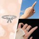 thumbnail image 4 of Anillo con lazo para mujer, ligero, pequeño, frío, con destellos, ajustable, para el dedo índice, 4 of 6