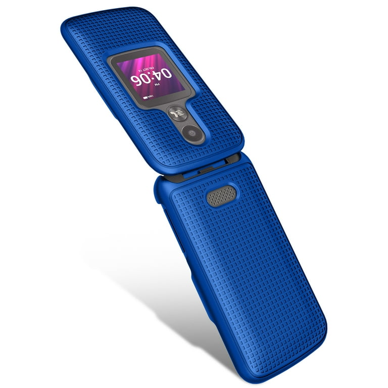 Case for Alcatel Smartflip / Go Flip 3, Nakedcellphone [Cobalt Blue] Protective Snap-On Cover [Grid Texture] for Alcatel Go Flip 3, Alcatel Smartflip