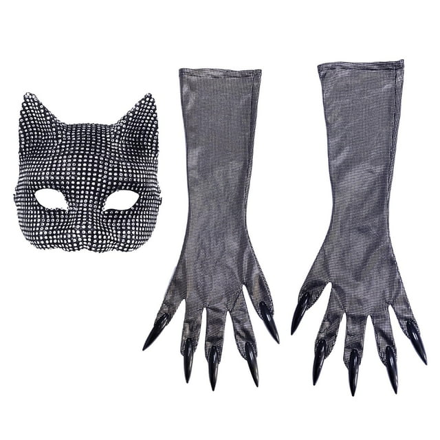 Disfraces de gato de Halloween para mujer, para fiestas, juegos de rol, espectáculos, disfraces Máscara y guantes
