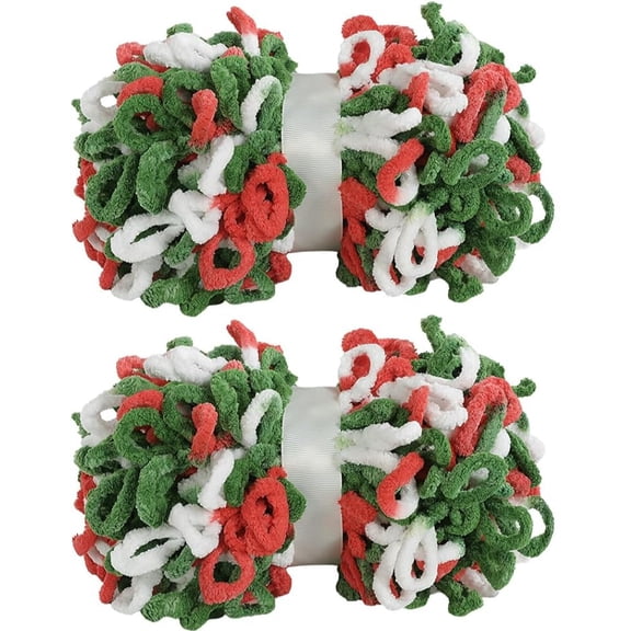 100g 9m 2pack Bulky Loop Yarn for Finger Knitting Soft,Off The Hook Loop Yarn,No-Needle Craft Chenille Yarn for Crocheting, Hand-Knitting Yarn