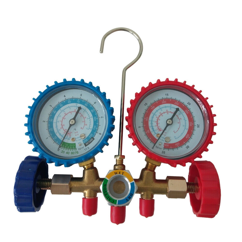 HVAC R134A R12 R22 R404A Diagnostic Manifold Gauge Set & 5FT Hoses