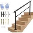 thumbnail image 1 of 5-Step Outdoor Stair Handrail Kit Black Aluminum and Iron Construction Adjustable 0 -45 Angle Easy DIY Installation with All Hardware and Gloves Included, 1 of 1