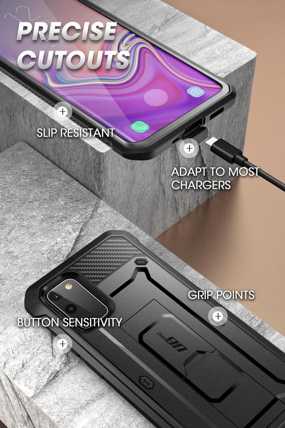 SUPCASE Unicorn Beetle Pro Series Case Designed for Samsung Galaxy S20 FE 5G (2020 Release), Full-Body Dual Layer Rugged Holster & Kickstand Case with Built-in Screen Protector (Black)