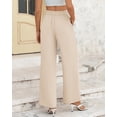 thumbnail image 4 of Pantalones de pierna ancha BTFBM para mujer, elásticos, cintura alta, color Palazzo Beige, 4 of 9