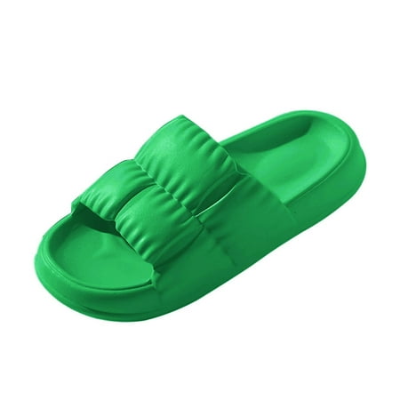 

GNEIKDEING Ladies Couple Slippers Bathroom Slippers Flat Platform Pleated Home Slippers Gift on Clearance