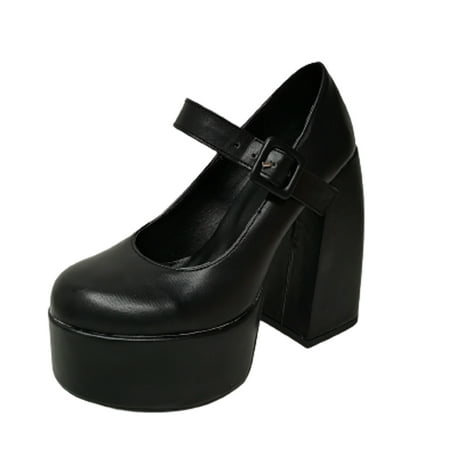 

Dress Shoes For Women Comfortable Heels For Women Women s Sense Of Personal Banquet Buckle Shallow Mouth Thick High Heel Thick With Single Shoes Black