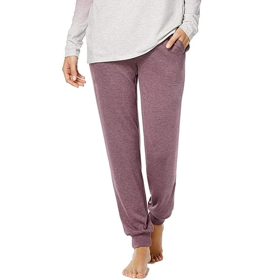 Alfani Women's Jogger Pajama Pants Purple Myst Plum Heather XXL