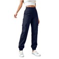 thumbnail image 5 of Cargo Pants for Women Baggy Wide Leg High Waist Work Trousers With Pockets Lightweight Tall Girl Parachute Pant Loose Fit Hiking Carpenter Pants Summer Fall, 5 of 8