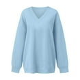 thumbnail image 5 of Women's Oversized Sweatshirt V Neck Solid Color Long Sleeved Pullover Sweater, Elegant Casual Athletic Top For Cold Weather,Size:L, 5 of 5