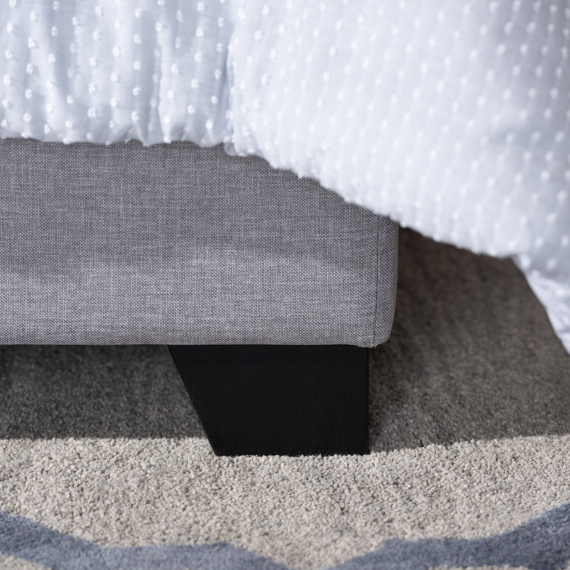 Bane Modern and Contemporary Light Grey Fabric Upholstered Queen Size Bed by Ember Interiors