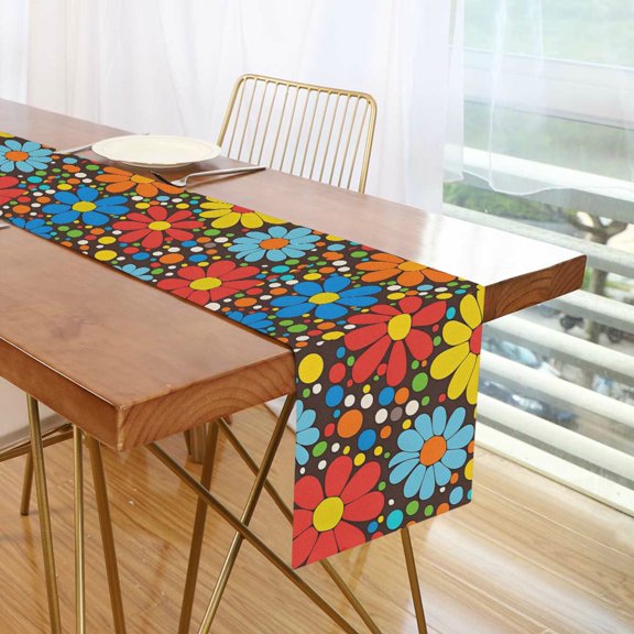 Yayeee Table Runner 70 inches Long Home Kitchen Dinning Party Decoration, Cartoon Flowers