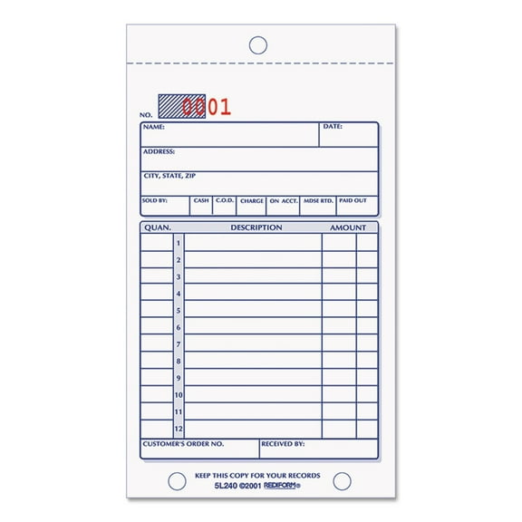 Rediform, RED5L240, Carbonless 2-part Sales Book Forms, 1 Each