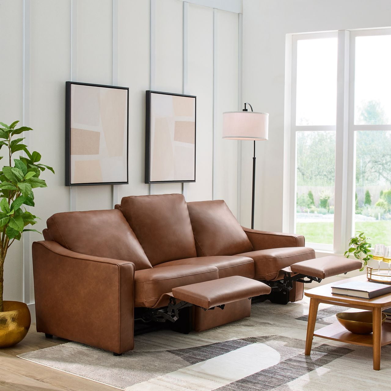 Better Homes & Gardens Allen 77" Powered Reclining Sofa, Cocoa Faux Leather