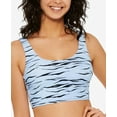 thumbnail image 4 of HULA HONEY Maillot de Bain Femme Bleu Clair Imprimé Extensible Col Rond Amovible avec Bonnets Chat Sauvage Crop Top m, 4 of 5