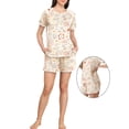 thumbnail image 3 of MINTREUS Pajama Set for Women 2 Piece Lounge Set Short Sleeve Tops and Shorts Soft Sleepwear with Pockets S-2X, 3 of 6