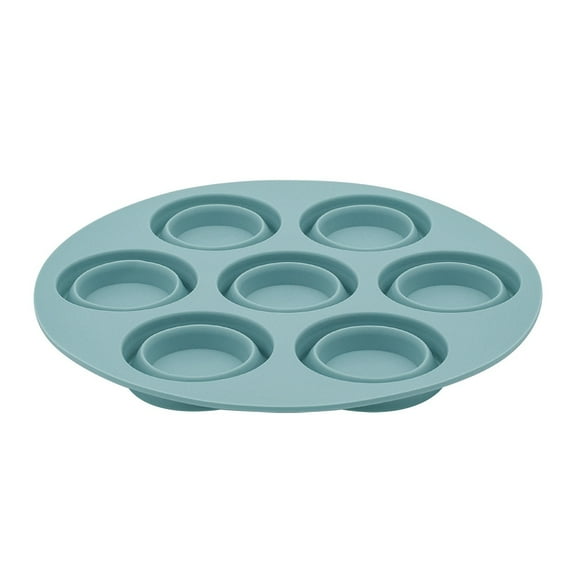 Portable Foldable Air Fryer Silicone Muffin Pans 7 Cups Non-stick Cupcake Pan Flat Round Pale Turquoise 180x30mm
