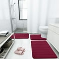 thumbnail image 7 of Buganda Memory Foam Bathroom Rugs Sets 2, 24"x16" Bath Mats and 24"x20" U-Shaped Toilet Rugs, Soft Non Slip Absorbent Bath Rugs, Wine Red, 7 of 7