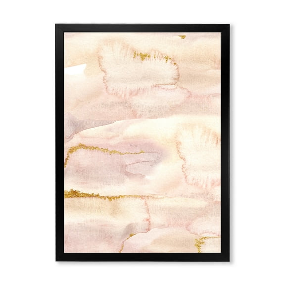 Designart 'Pastel Abstract With Beige Pink and Yelllow Spots' Modern Framed Art Print