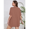 thumbnail image 6 of SHOWMALL Women's Plus Size Short Sleeve Shrugs & Boleros, Light Coffee 3X Open Front Lightweight Cardigan Kimono Jacket for Spring Summer Fall, 6 of 7