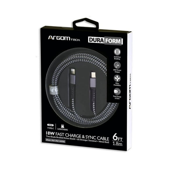 Cable TIPO-C a Lightning Argom Tech 1.82 m Negro