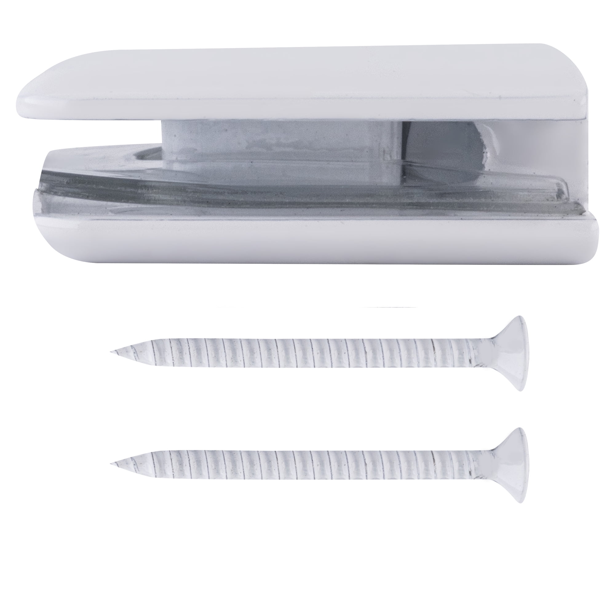 CRL BGCU1W White Beveled Style Notch-in-Glass Fixed Panel U-Clamp