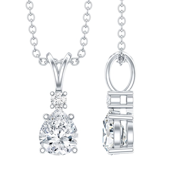 Rosec Jewels Lab Grown Diamond Teardrop Pendant Necklace, with Chain ( EF-VS Quality), 925 Sterling Silver