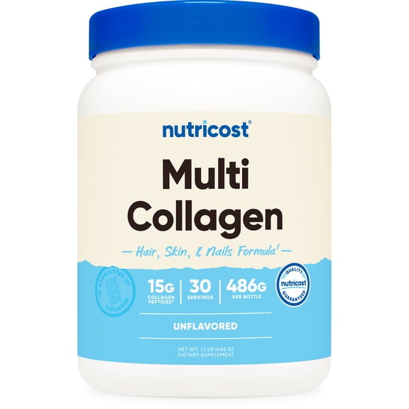 Nutricost Multi Collagen Complex Powder (30 Servings) Unflavored - Supplement with Biotin, Hyaluronic Acid, and Peptides