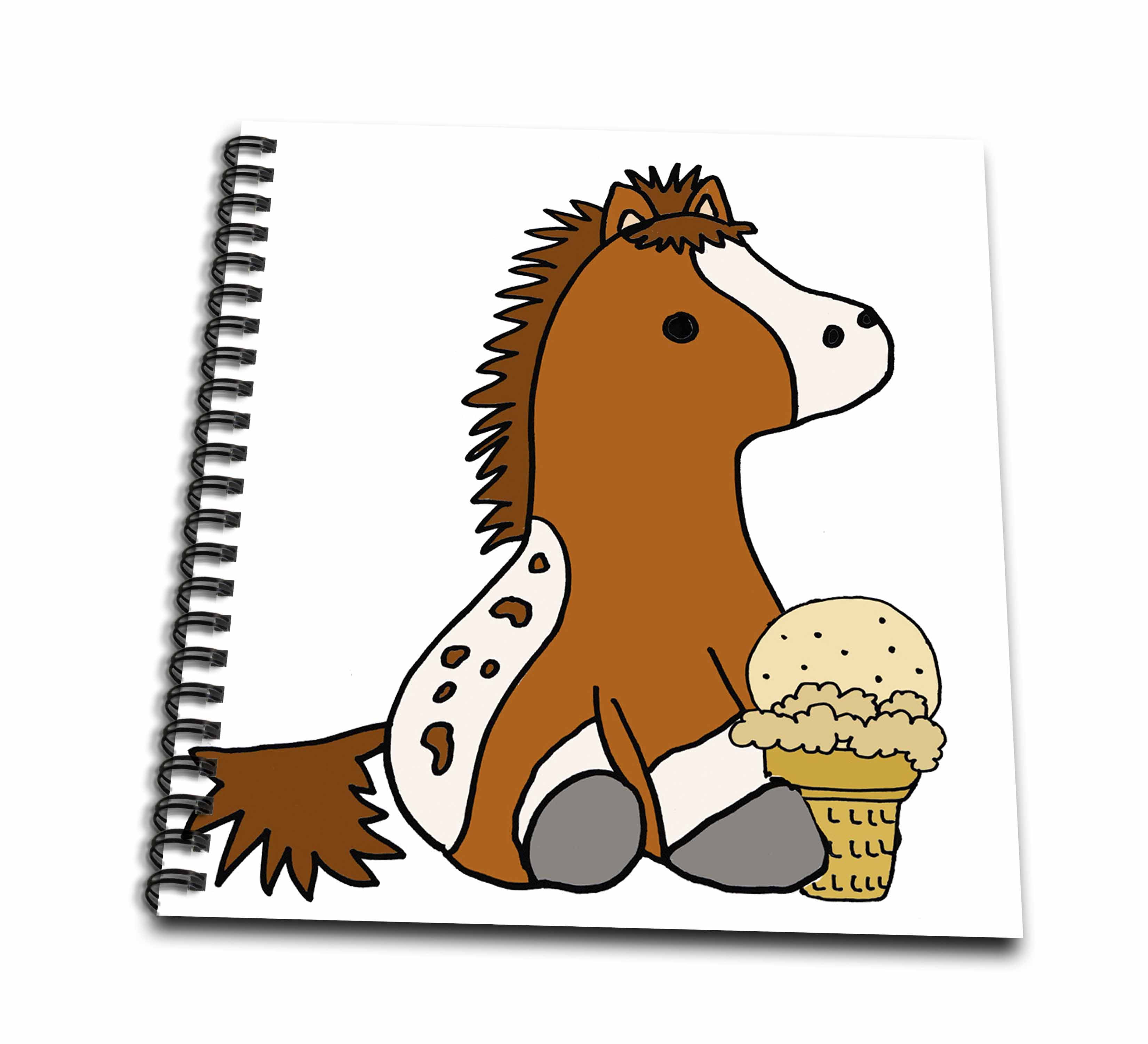 Cute Funny Baby Appaloosa Pony Horse eating Ice Cream Cone Drawing Book ...