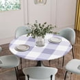 thumbnail image 5 of Purple Plaid Round Tablecloth for 55-60 Inch Tables,Fitted Table Cover with Elastic Edge,Spring Summer Farmhouse Buffalo Checkered Waterproof Outdoor Table Cloth Protector for Patio Garden Dinner, 5 of 9