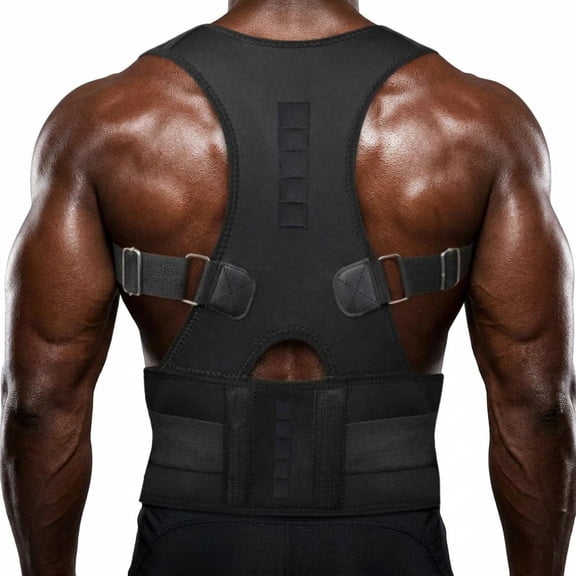 Thoracic Back Brace Posture Corrector, Magnetic Support for Neck Shoulder Upper Lower Back, Fully Adjustable Belt for Posture Alignment