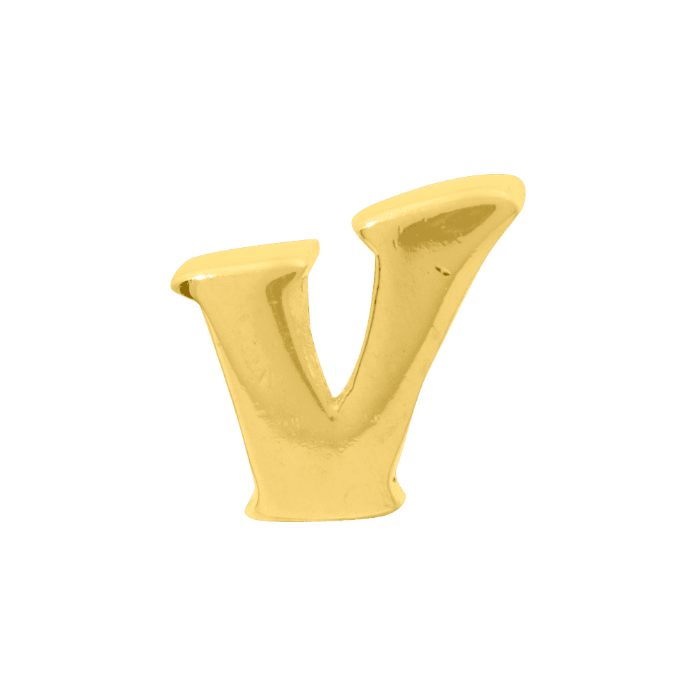 Initial Letter V Charm .925 Sterling Silver & Gold Plated Reflection Beads - QRS468VGP