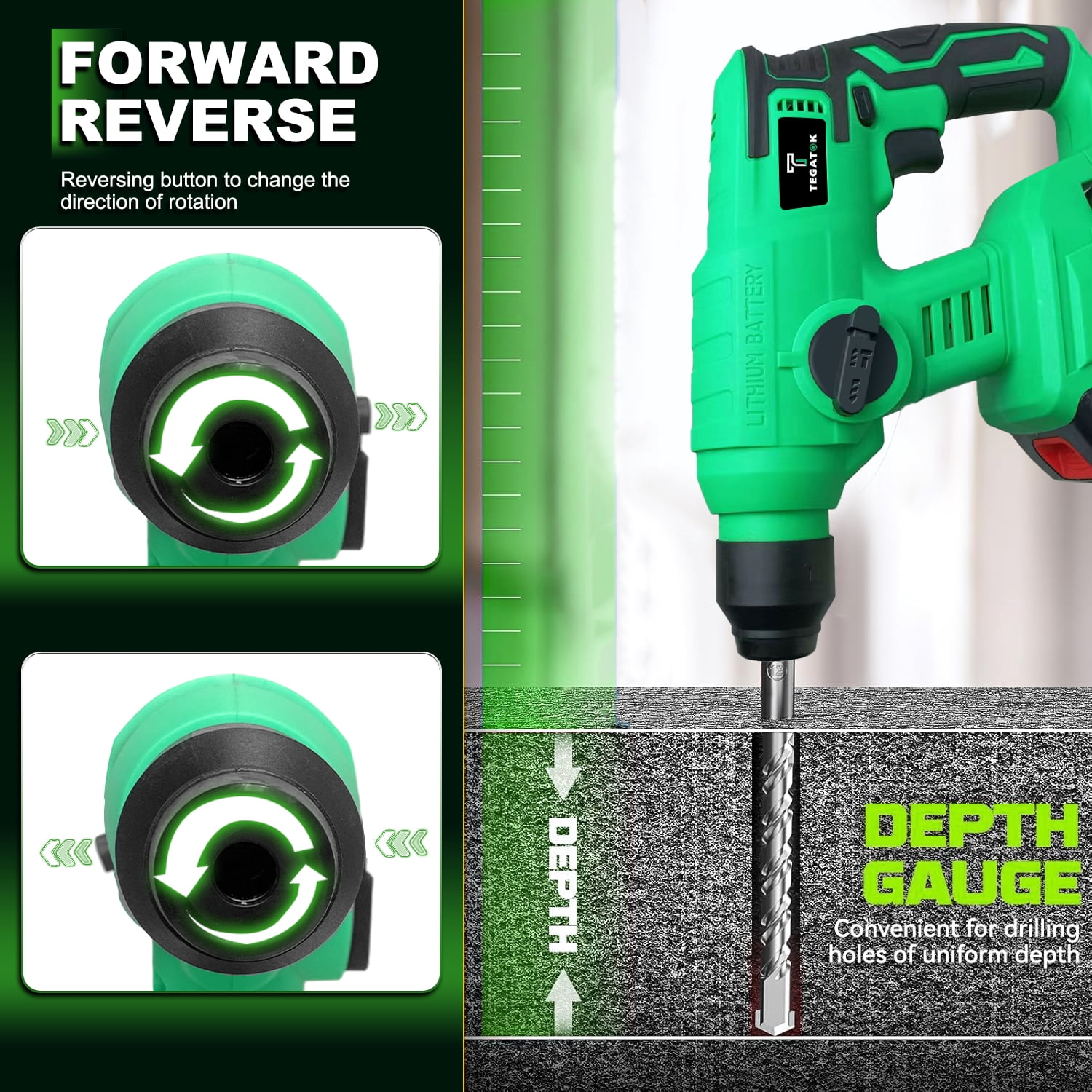 20V Cordless Electric Rotary Hammer Drill Impact Function for DIY Projects Battery-Powered Tool Stored