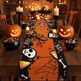 thumbnail image 4 of Voglyf Spooky Ghost Pumpkin Halloween Table Runner, 13脳72 Inch Farmhouse Linen Table Decor With Bat Spider Web Haunted Castle Pattern For Halloween Party Dining Table Centerpiece(#C), 4 of 8