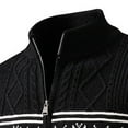 thumbnail image 5 of Men's Full Zip Cardigan Snowflakes Pattern Sweater Long Sleeve Stand Collar Knitted Cardigans for Casual Christmas (XL, Black), 5 of 5