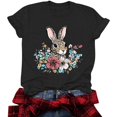 thumbnail image 5 of Mifsaly Short Sleeve T-Shirts Women Leopard Print Easter Bunny Floral Graphic Cotton tops Soft Breathable Relaxed Fit Casual Summer Tees S, 5 of 6