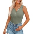 thumbnail image 2 of Summer Savings! Stamzod Womens V Neck Tank Tops Summer Ribbed Sleeveless Fashion Solid Shirts Casual Slim Button Up Tees On Clearance, 2 of 7