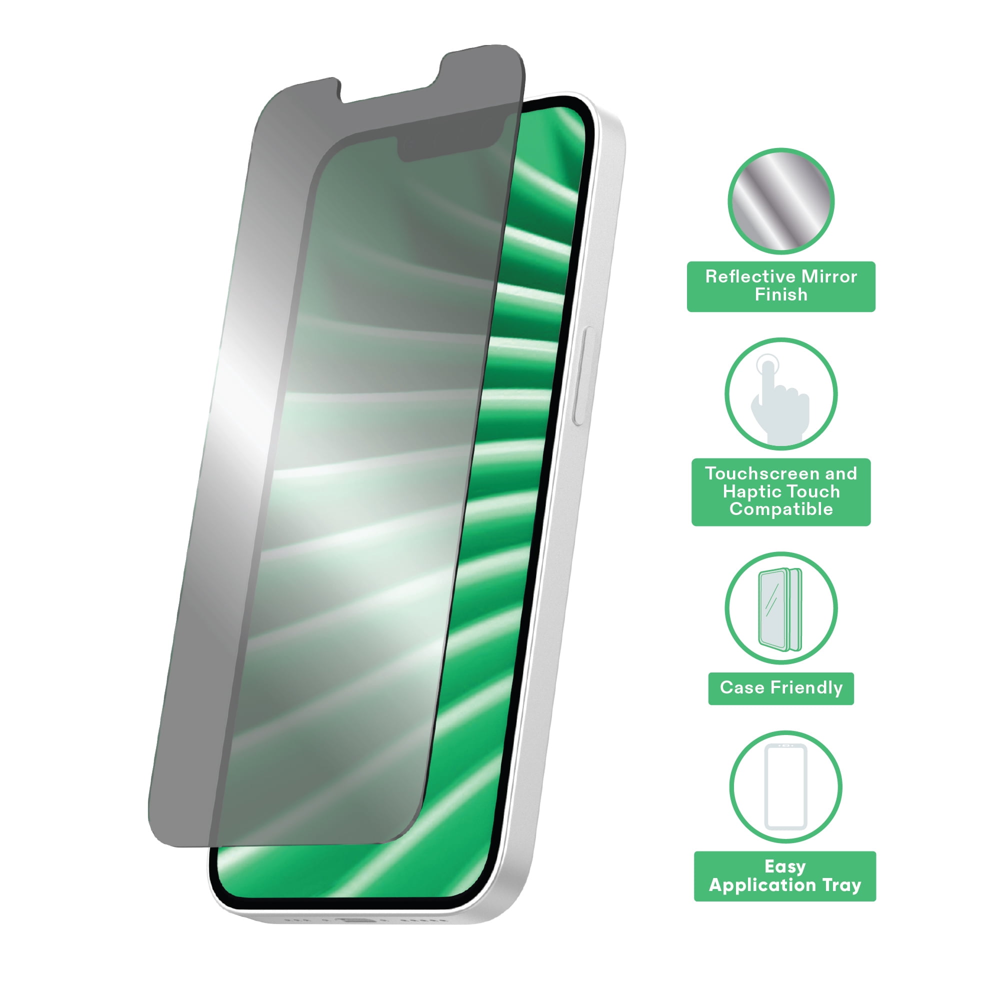 onn Mirror Glass Screen Protector for iPhone 17e / iPhone 16e / iPhone 14 / iPhone 13 / iPhone 13 Pro - Mirror Finish