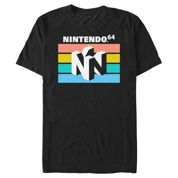 Men's Nintendo N64 3D Logo  Graphic Tee Black 2X Large