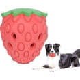 thumbnail image 1 of Juguetes masticables duraderos para perros, dispensadores de golosinas para perros con sabor a fresa, juguetes de goma para limpiar los dientes para perros grandes, medianos y pequeños, 1 of 3
