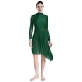 thumbnail image 2 of Aiihoo Women's Sparkly Lyrical Dance Dress Long Sleeve Mesh Tulle Dance Dress Contemporary Dancewear Green XXL, 2 of 7