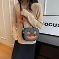thumbnail image 5 of Wadada Halloween Purse Pumpkin Purse Crossbody Bag Novelty Devil Shoulder Bag PU Leather Halloween Pumpkin Crossbody Purse, 5 of 8