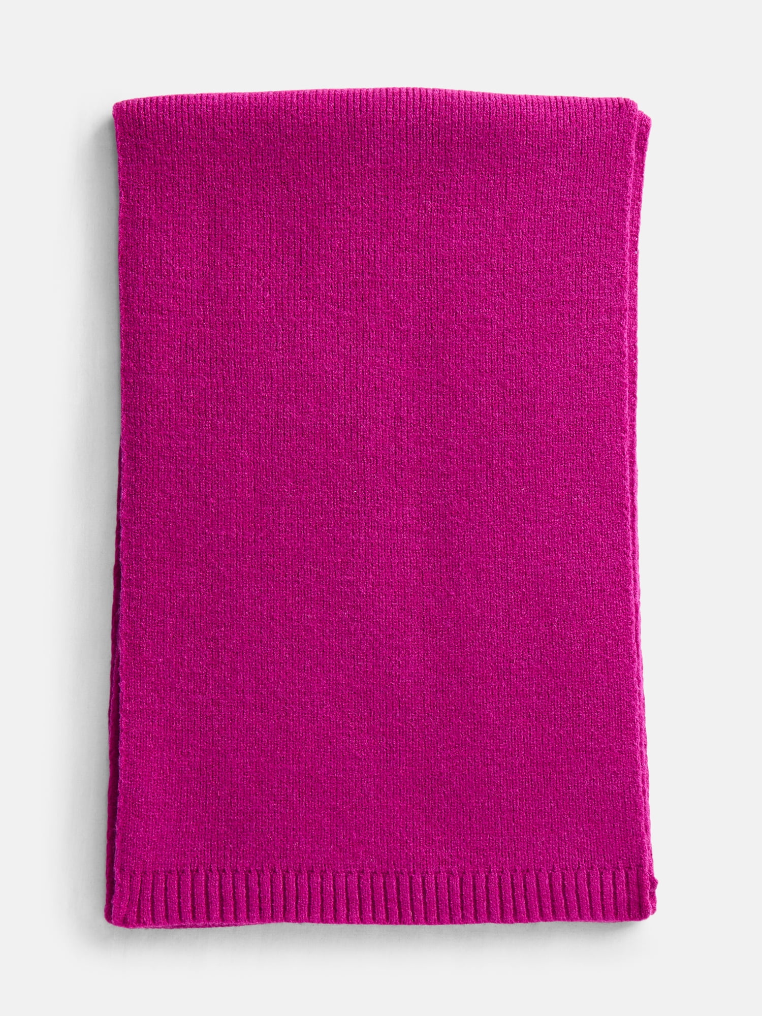 Scenario Women's Knit Oblong Scarf with Ribbed Trim, Berry Bright