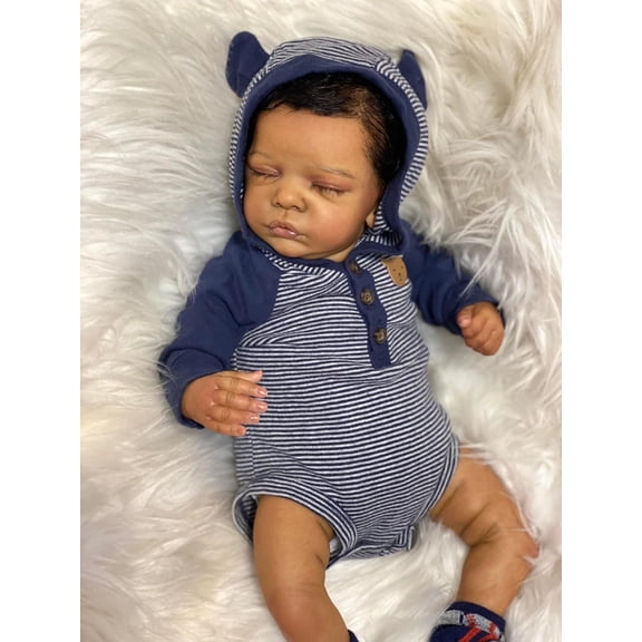 Lifelike Reborn Baby Dolls Black - 19 inch Cloth Body Realistic-Newborn Handmade Real Life Baby Dolls with Clothes and Toy Gift for Kids Age 3 