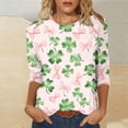 thumbnail image 6 of St. Patrick's Day T-Shirt for Women Shamrock Graphic Print Crewneck 3/4 Sleeve Festive Holiday Party Top Casual Relaxed Fit Clothes, 6 of 6